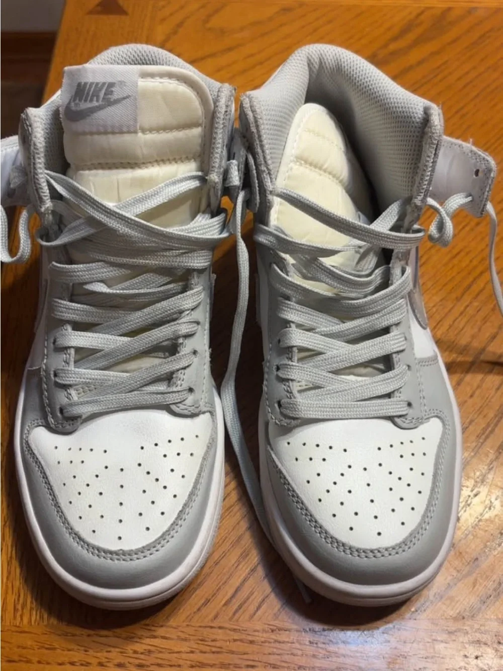 Nike Light Gray and White High-Top Sneakers. Only worn once.